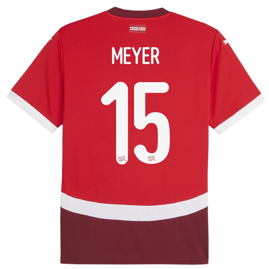 Men Football Switzerland Leny Meyer #15 Red Home Jersey 24-26 T-Shirt Canada