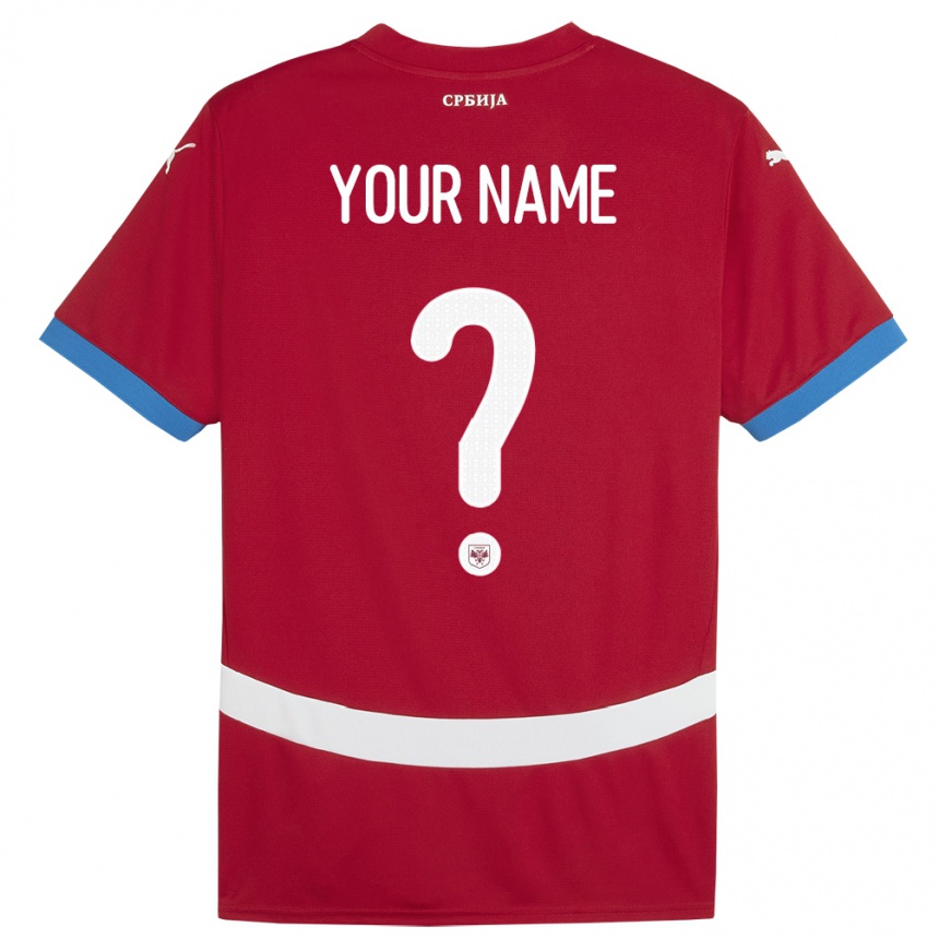 Men Football Serbia Your Name #0 Red Home Jersey 24-26 T-Shirt Canada