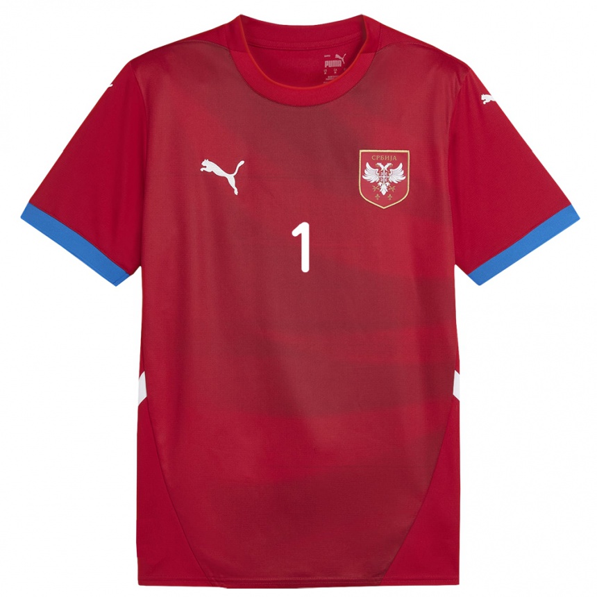 Men Football Serbia Luka Lijeskic #1 Red Home Jersey 24-26 T-Shirt Canada