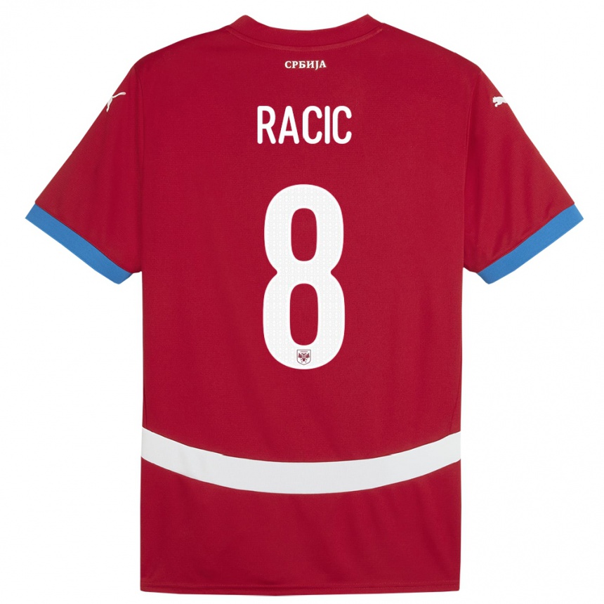 Men Football Serbia Uros Racic #8 Red Home Jersey 24-26 T-Shirt Canada