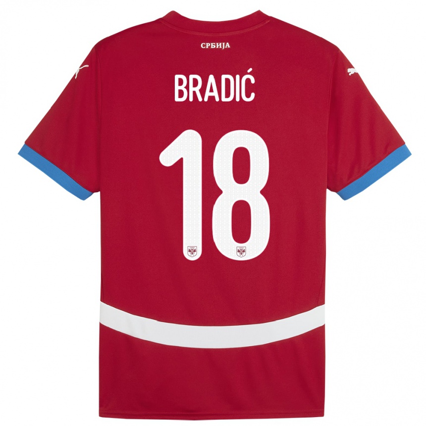 Men Football Serbia Biljana Bradic #18 Red Home Jersey 24-26 T-Shirt Canada