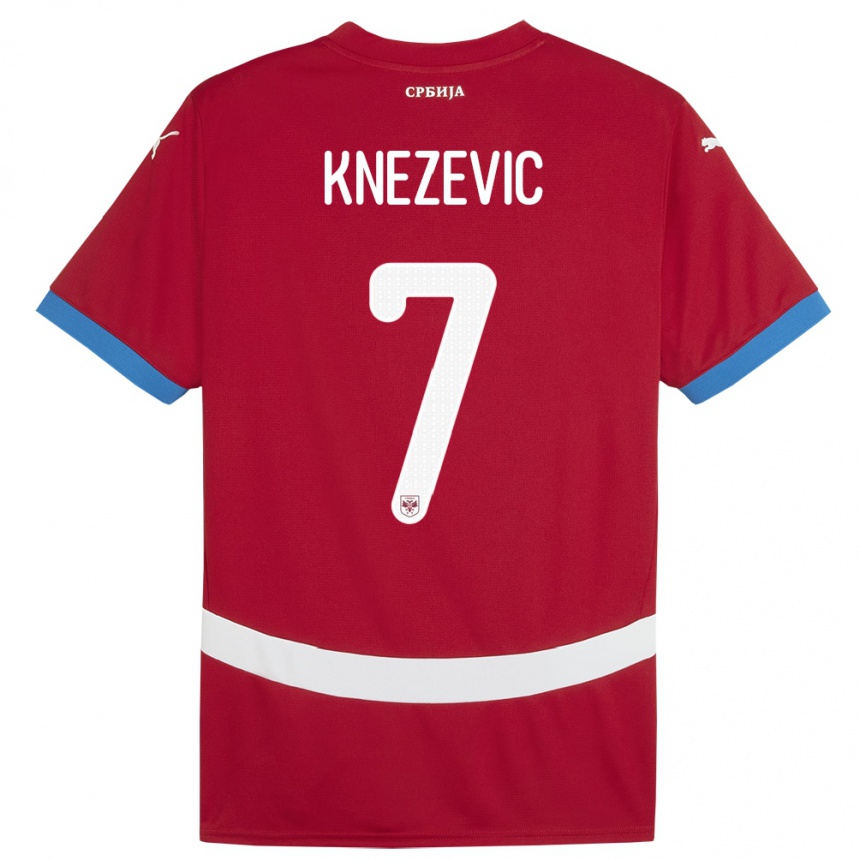 Men Football Serbia Nikola Knezevic #7 Red Home Jersey 24-26 T-Shirt Canada