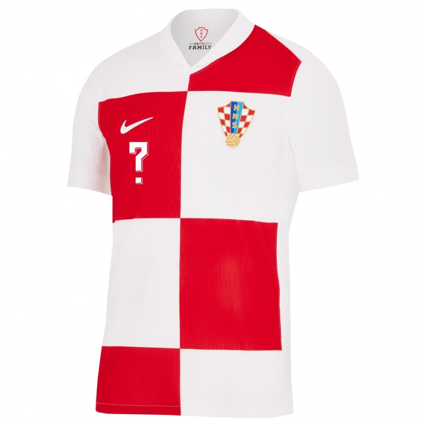 Men Football Croatia Your Name #0 White Red Home Jersey 24-26 T-Shirt Canada