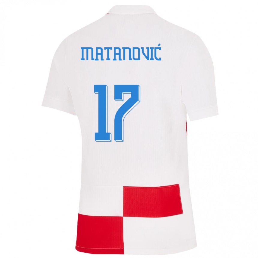 Men Football Croatia Igor Matanovic #17 White Red Home Jersey 24-26 T-Shirt Canada