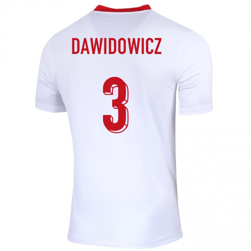 Men Football Poland Pawel Dawidowicz #3 White Home Jersey 24-26 T-Shirt Canada