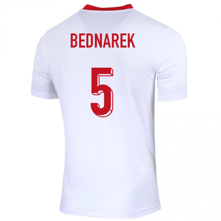 Men Football Poland Jan Bednarek #5 White Home Jersey 24-26 T-Shirt Canada