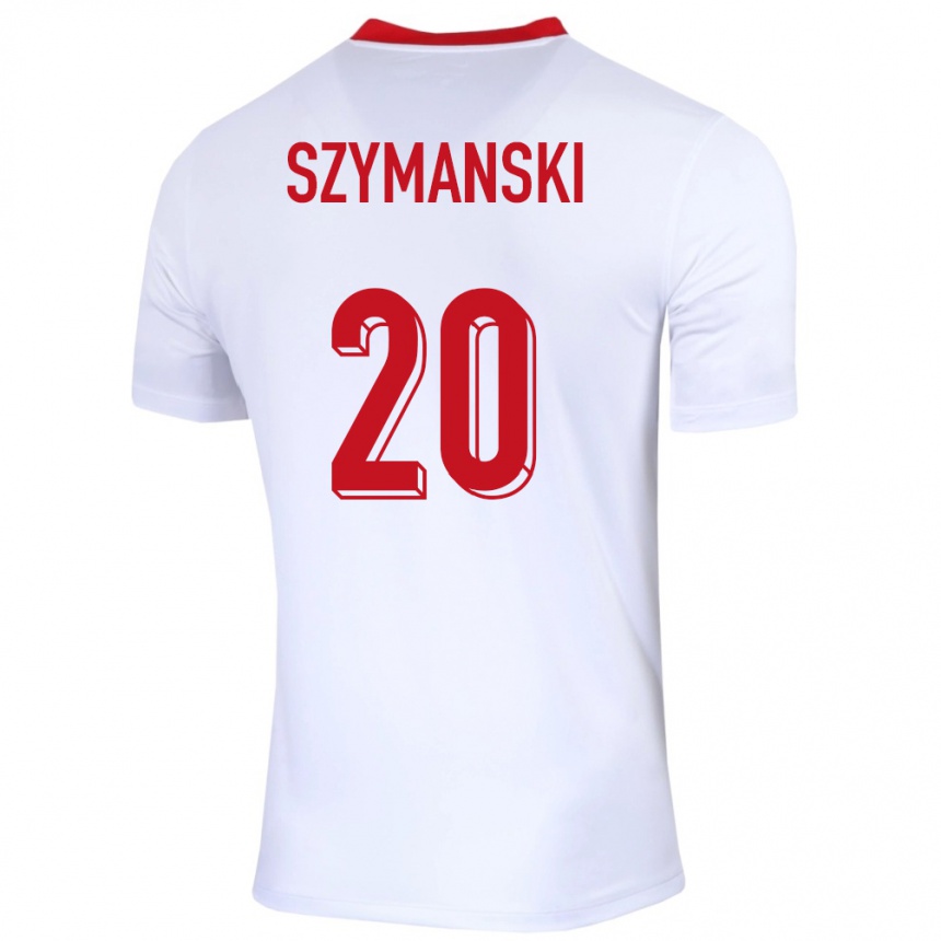 Men Football Poland Sebastian Szymanski #20 White Home Jersey 24-26 T-Shirt Canada