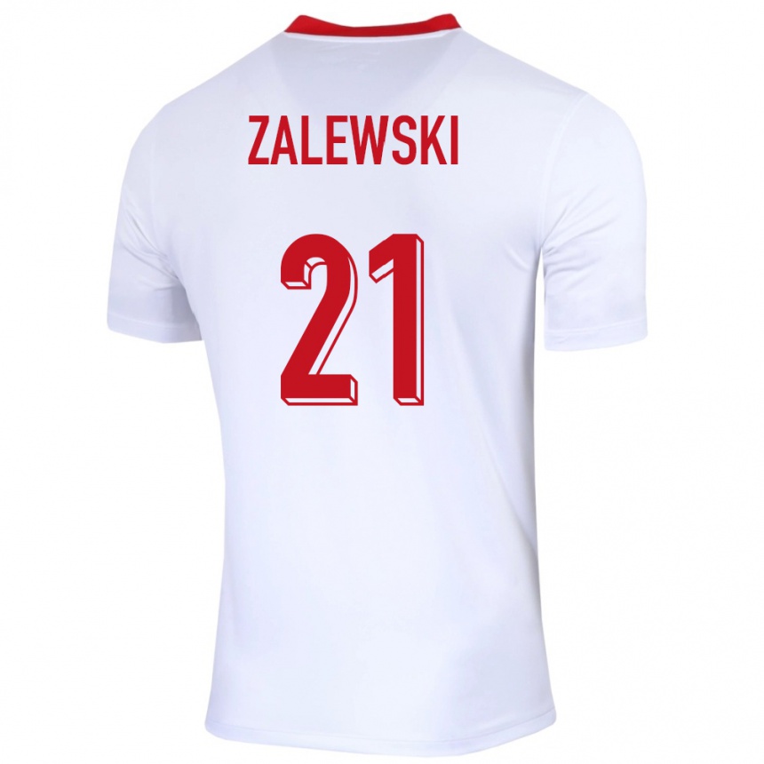 Men Football Poland Nicola Zalewski #21 White Home Jersey 24-26 T-Shirt Canada