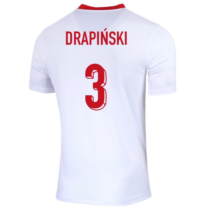 Men Football Poland Igor Drapinski #3 White Home Jersey 24-26 T-Shirt Canada