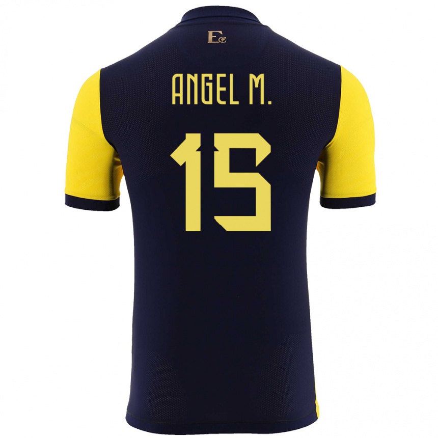 Men Football Ecuador Angel Mena #15 Yellow Home Jersey 24-26 T-Shirt Canada