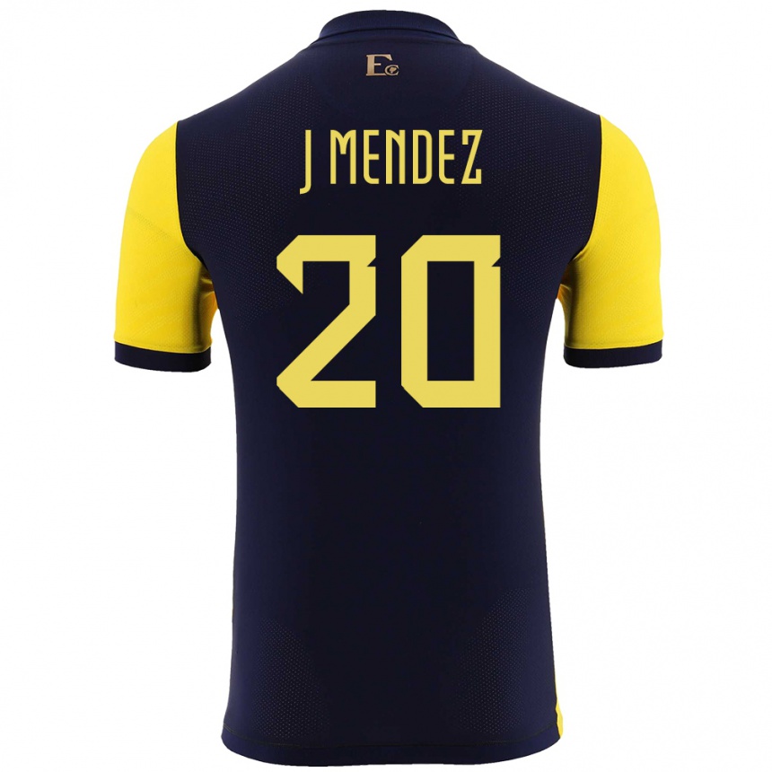 Men Football Ecuador Jhegson Mendez #20 Yellow Home Jersey 24-26 T-Shirt Canada