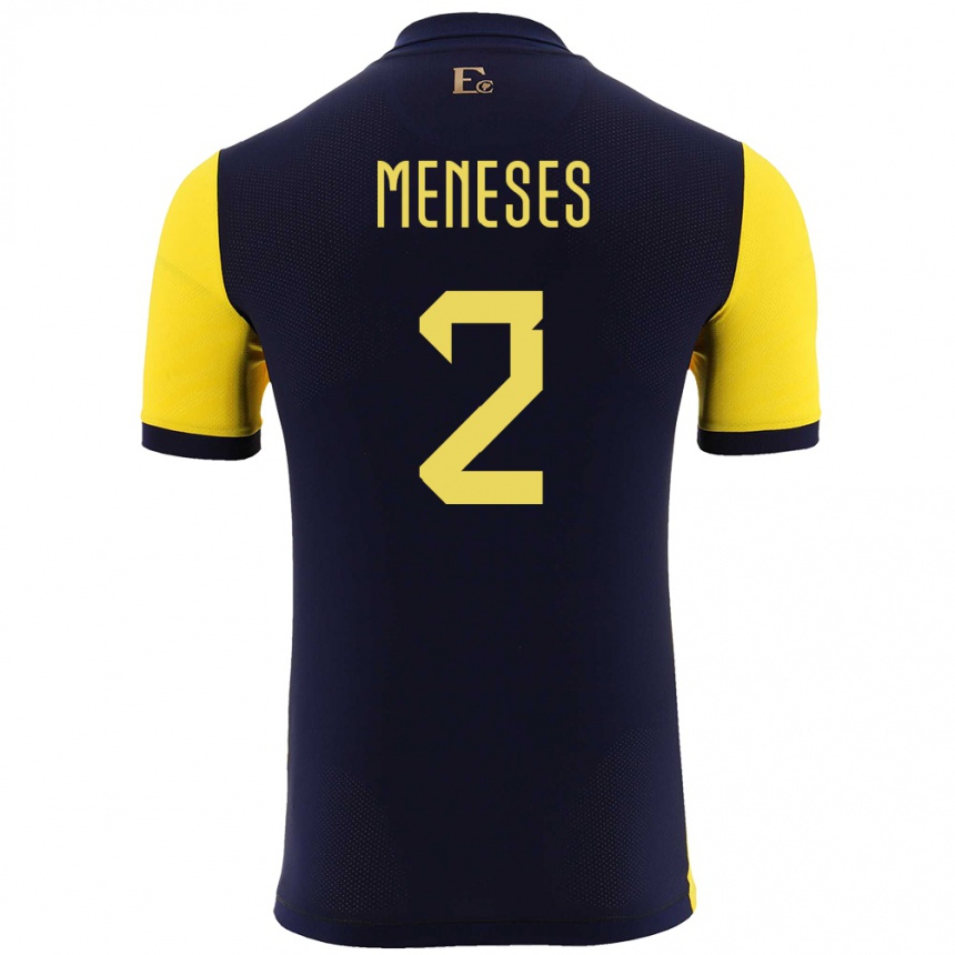 Men Football Ecuador Randy Meneses #2 Yellow Home Jersey 24-26 T-Shirt Canada