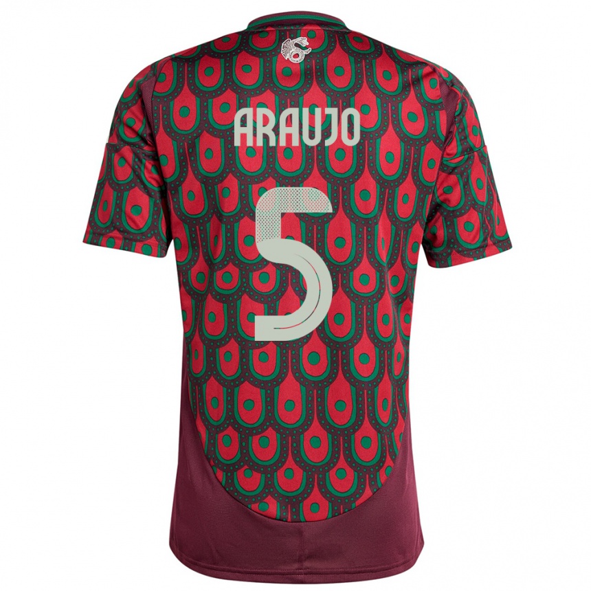 Men Football Mexico Julian Araujo #5 Maroon Home Jersey 24-26 T-Shirt Canada