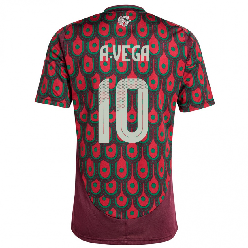 Men Football Mexico Alexis Vega #10 Maroon Home Jersey 24-26 T-Shirt Canada