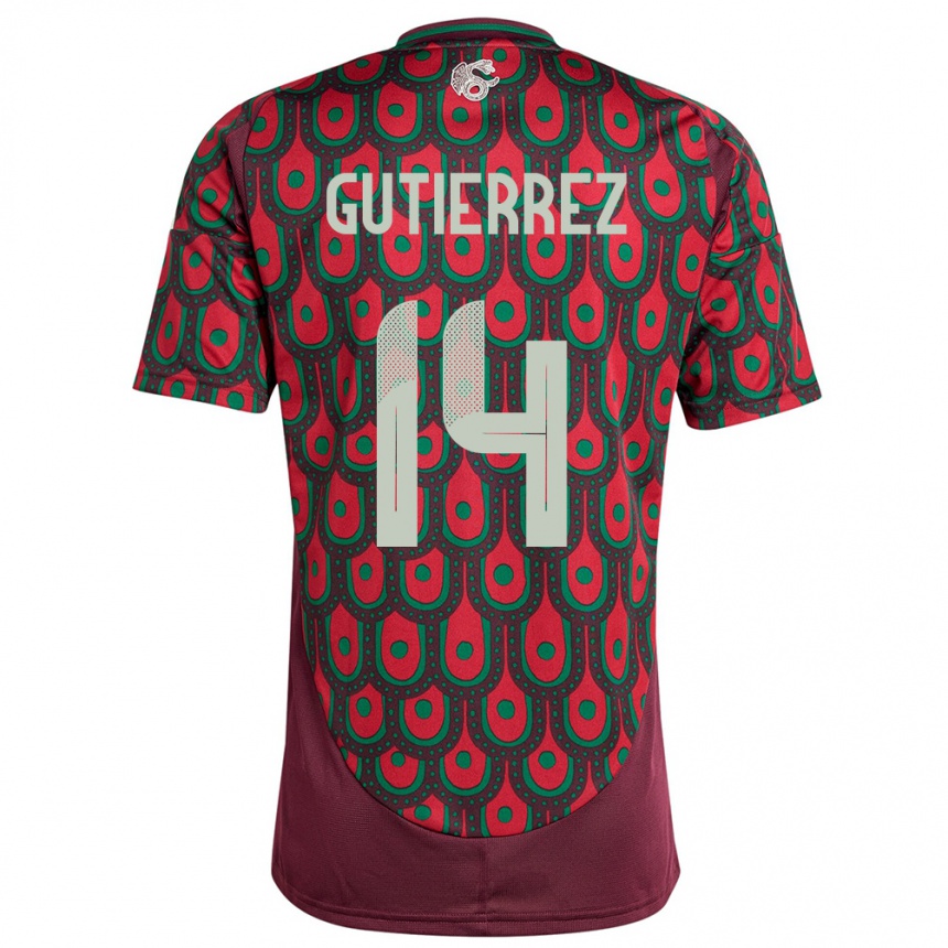 Men Football Mexico Erick Gutierrez #14 Maroon Home Jersey 24-26 T-Shirt Canada