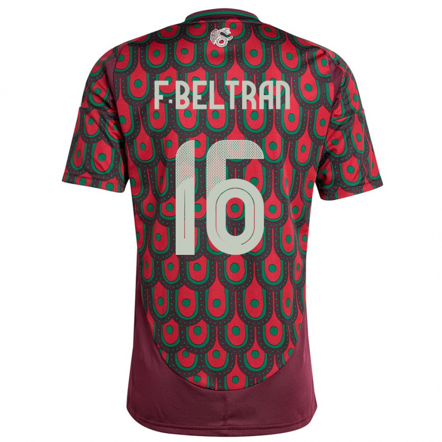 Men Football Mexico Fernando Beltran #16 Maroon Home Jersey 24-26 T-Shirt Canada