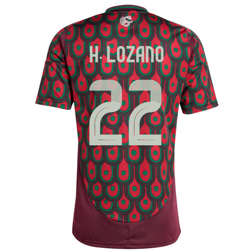 Men Football Mexico Hirving Lozano #22 Maroon Home Jersey 24-26 T-Shirt Canada