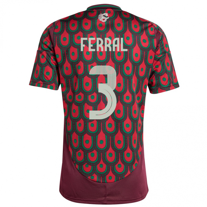 Men Football Mexico Cristina Ferral #3 Maroon Home Jersey 24-26 T-Shirt Canada