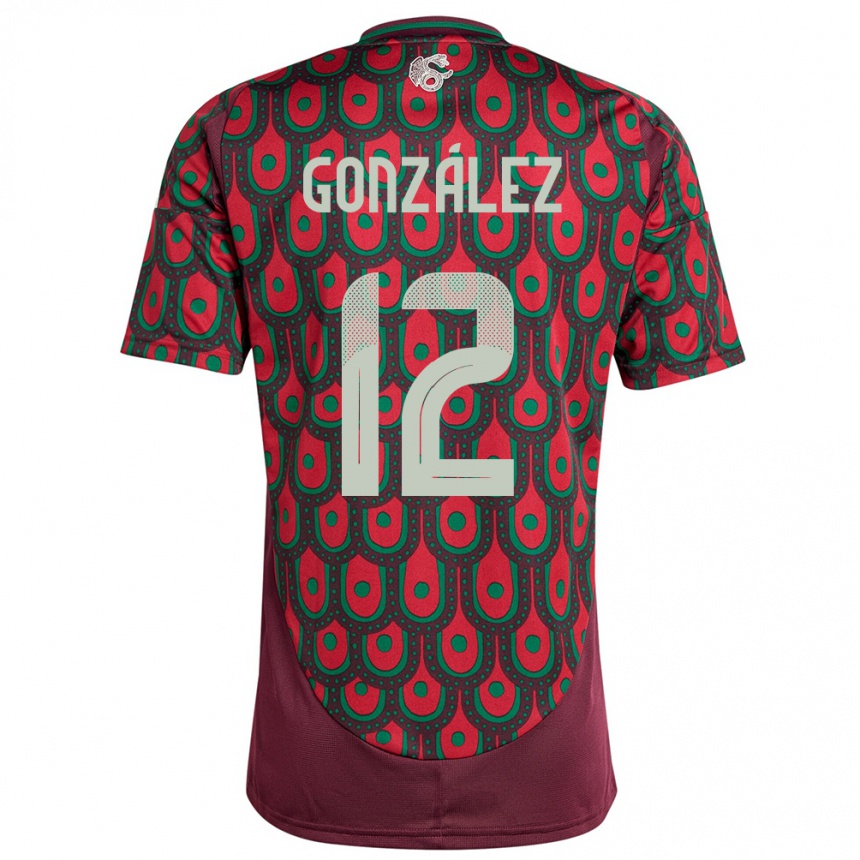 Men Football Mexico Itzel Gonzalez #12 Maroon Home Jersey 24-26 T-Shirt Canada