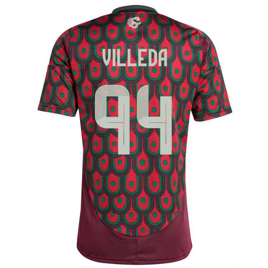 Men Football Mexico Melany Villeda #94 Maroon Home Jersey 24-26 T-Shirt Canada