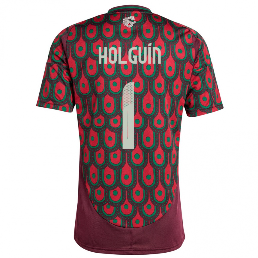 Men Football Mexico Hector Holguin #1 Maroon Home Jersey 24-26 T-Shirt Canada