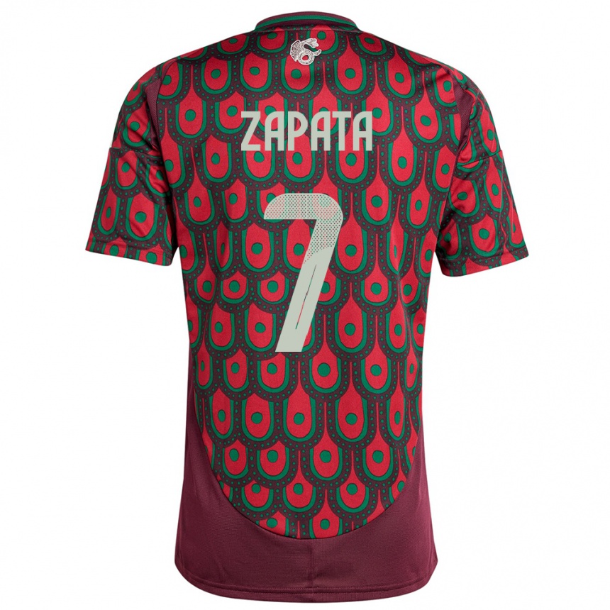 Men Football Mexico Angel Zapata #7 Maroon Home Jersey 24-26 T-Shirt Canada