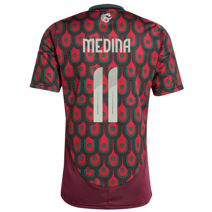 Men Football Mexico Diego Medina #11 Maroon Home Jersey 24-26 T-Shirt Canada