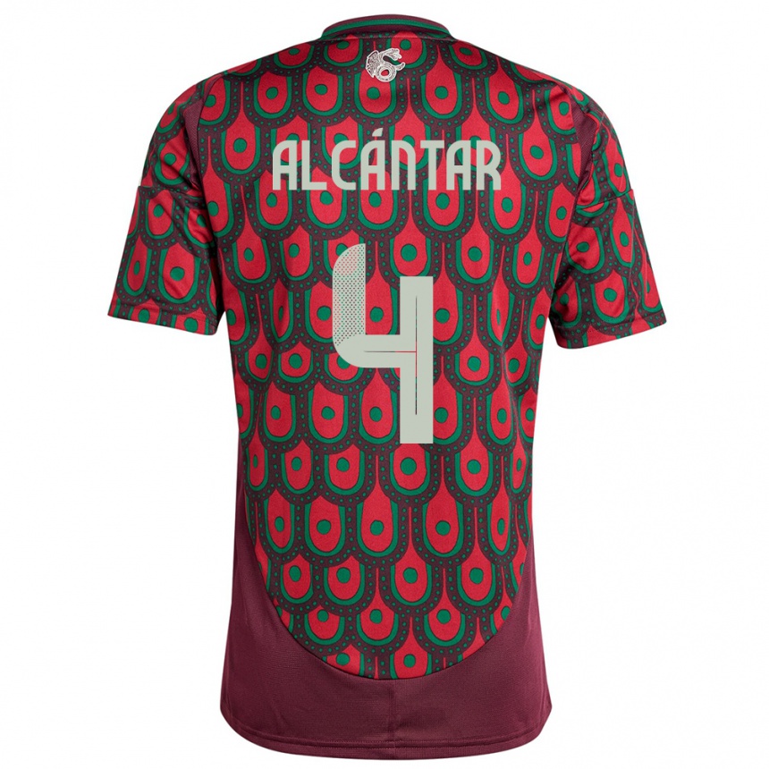 Men Football Mexico Jesus Alcantar #4 Maroon Home Jersey 24-26 T-Shirt Canada