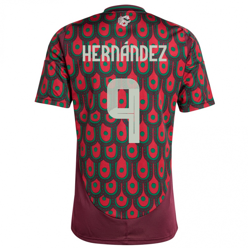 Men Football Mexico Jesus Hernandez #9 Maroon Home Jersey 24-26 T-Shirt Canada