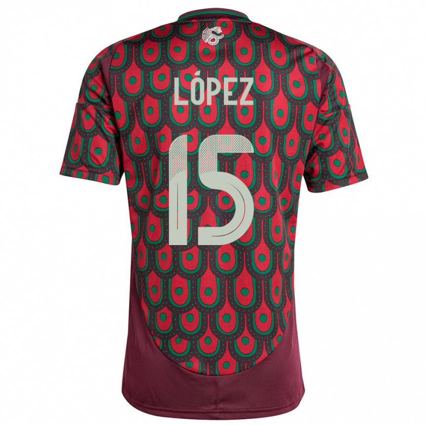 Men Football Mexico Everardo Lopez #15 Maroon Home Jersey 24-26 T-Shirt Canada