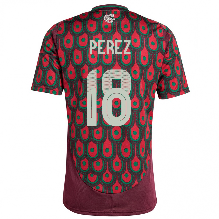 Men Football Mexico Jonathan Perez #18 Maroon Home Jersey 24-26 T-Shirt Canada