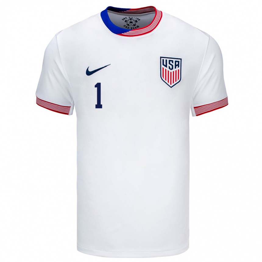 Men Football United States Alyssa Naeher #1 White Home Jersey 24-26 T-Shirt Canada