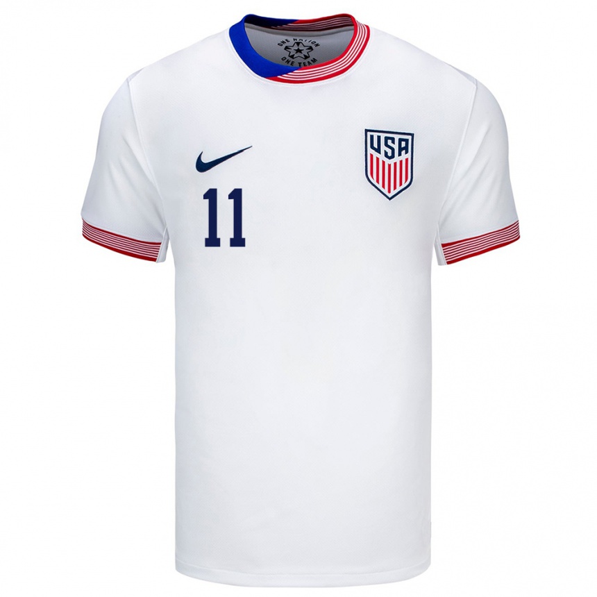 Men Football United States Kevin Paredes #11 White Home Jersey 24-26 T-Shirt Canada