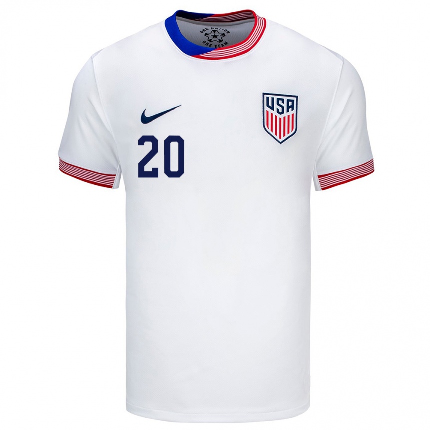 Men Football United States Jesus Ferreira #20 White Home Jersey 24-26 T-Shirt Canada