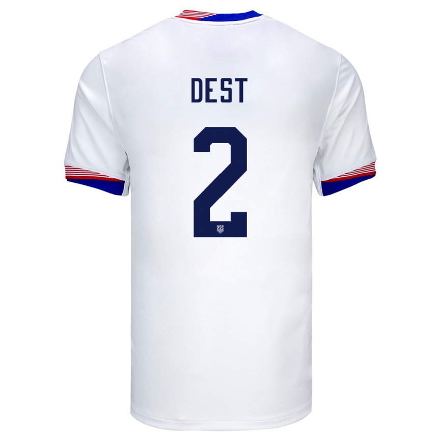 Men Football United States Sergino Dest #2 White Home Jersey 24-26 T-Shirt Canada