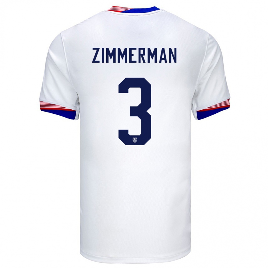 Men Football United States Walker Zimmerman #3 White Home Jersey 24-26 T-Shirt Canada