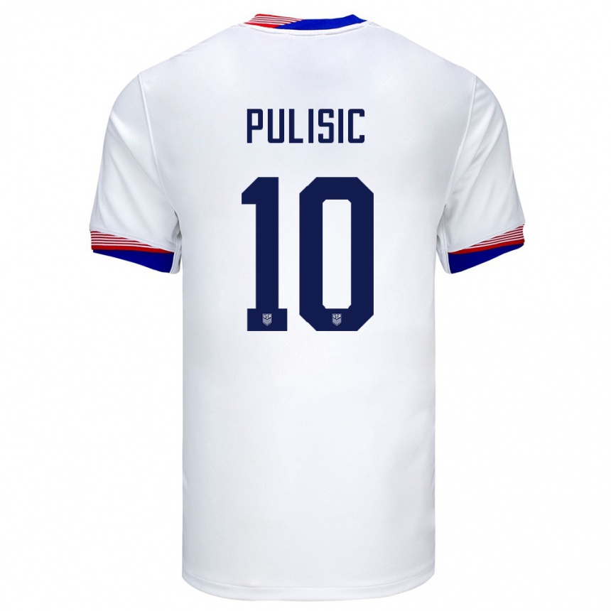 Men Football United States Christian Pulisic #10 White Home Jersey 24-26 T-Shirt Canada