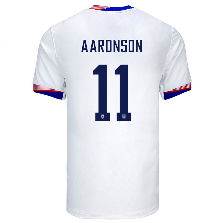 Men Football United States Brenden Aaronson #11 White Home Jersey 24-26 T-Shirt Canada