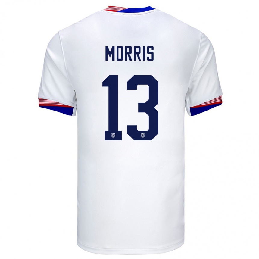 Men Football United States Jordan Morris #13 White Home Jersey 24-26 T-Shirt Canada