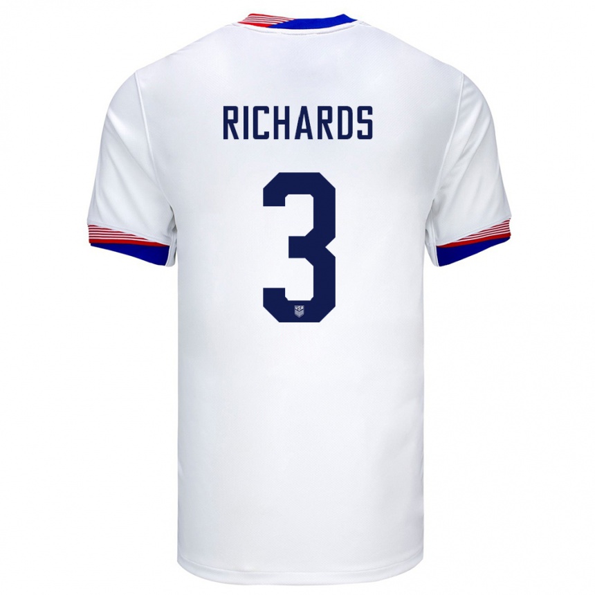 Men Football United States Chris Richards #3 White Home Jersey 24-26 T-Shirt Canada