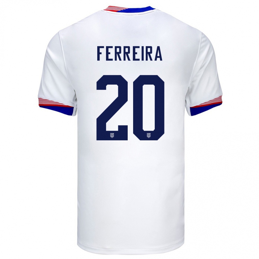 Men Football United States Jesus Ferreira #20 White Home Jersey 24-26 T-Shirt Canada