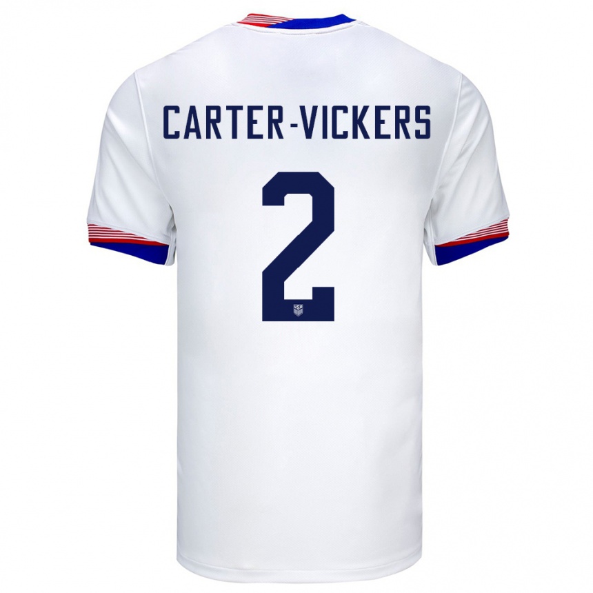 Men Football United States Cameron Carter-Vickers #2 White Home Jersey 24-26 T-Shirt Canada