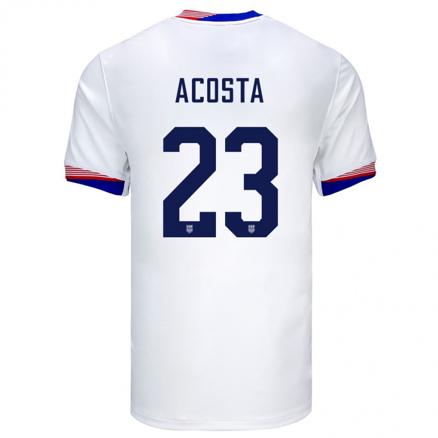 Men Football United States Kellyn Acosta #23 White Home Jersey 24-26 T-Shirt Canada