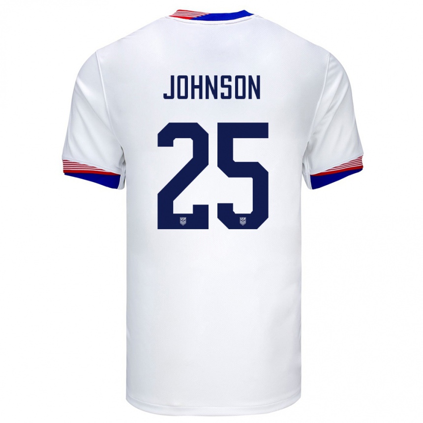 Men Football United States Sean Johnson #25 White Home Jersey 24-26 T-Shirt Canada