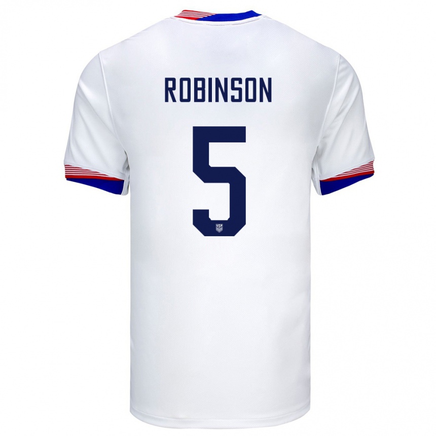 Men Football United States Antonee Robinson #5 White Home Jersey 24-26 T-Shirt Canada