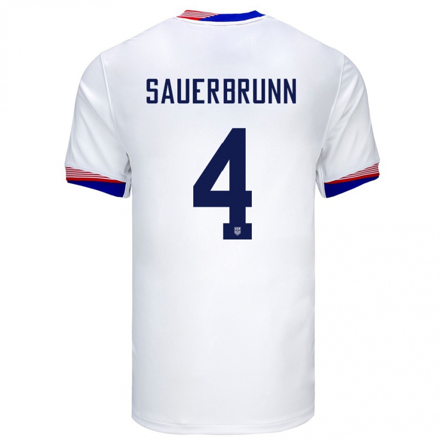 Men Football United States Becky Sauerbrunn #4 White Home Jersey 24-26 T-Shirt Canada