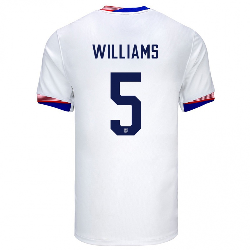 Men Football United States Thomas Williams #5 White Home Jersey 24-26 T-Shirt Canada