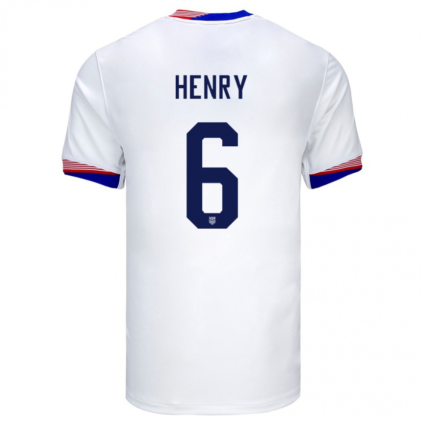 Men Football United States Kobi Henry #6 White Home Jersey 24-26 T-Shirt Canada