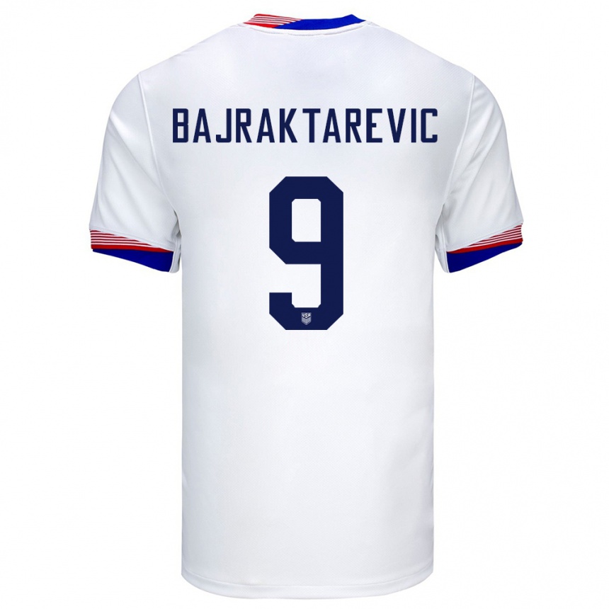 Men Football United States Esmir Bajraktarevic #9 White Home Jersey 24-26 T-Shirt Canada