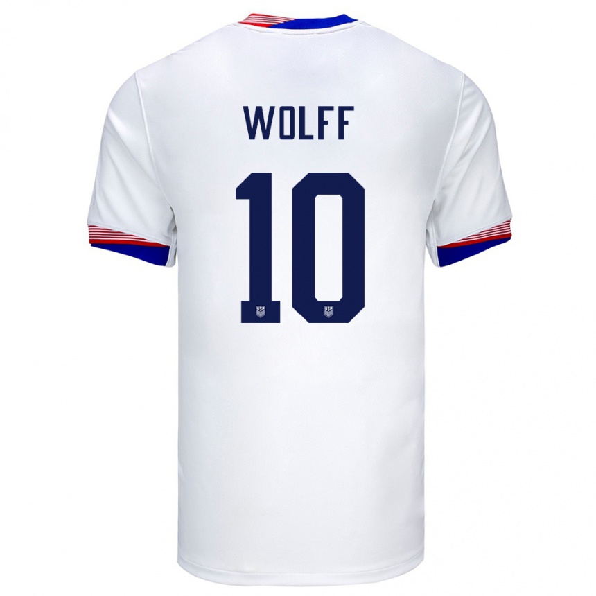 Men Football United States Owen Wolff #10 White Home Jersey 24-26 T-Shirt Canada